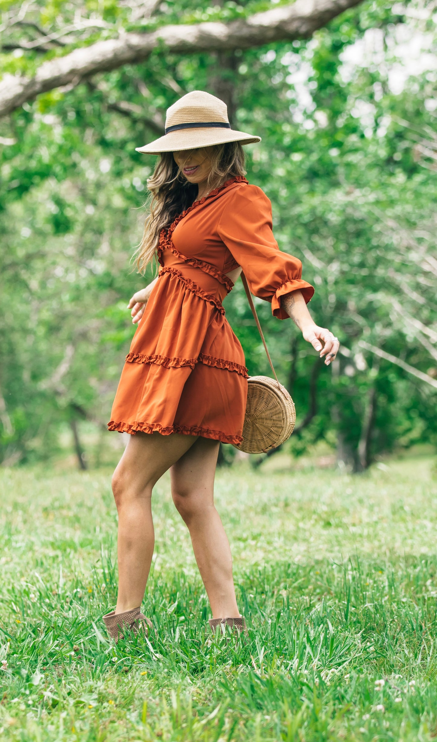Flowy Open Back Mini Dress | Cinnamon