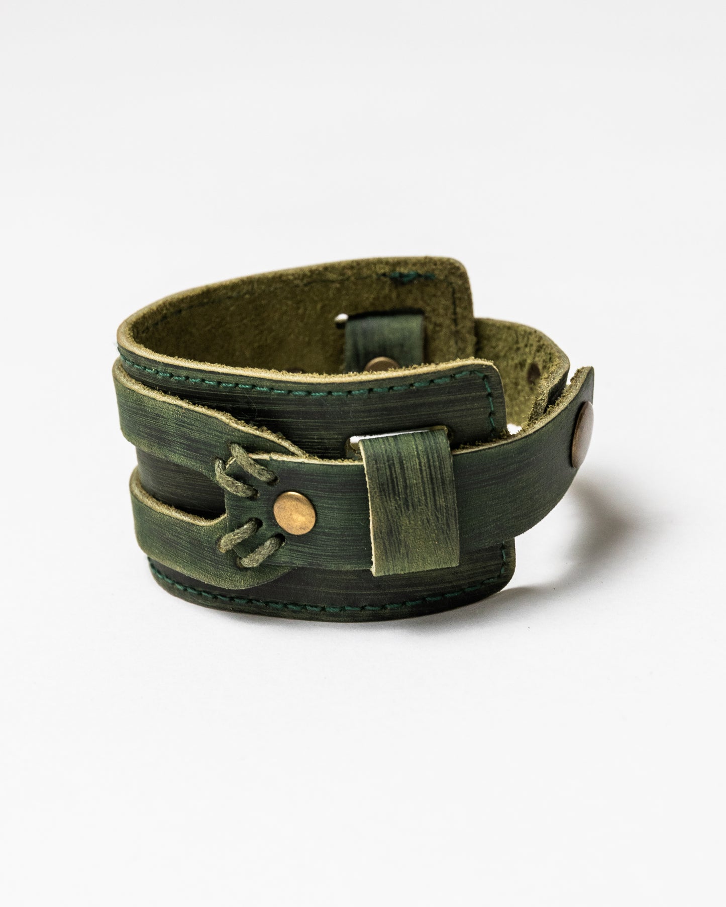 Men's Leather Boho Bracelet | Army Green