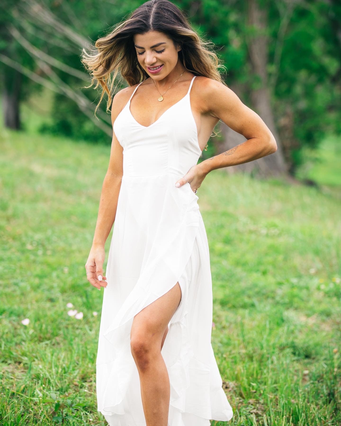 High Slit Wrap Dress | White