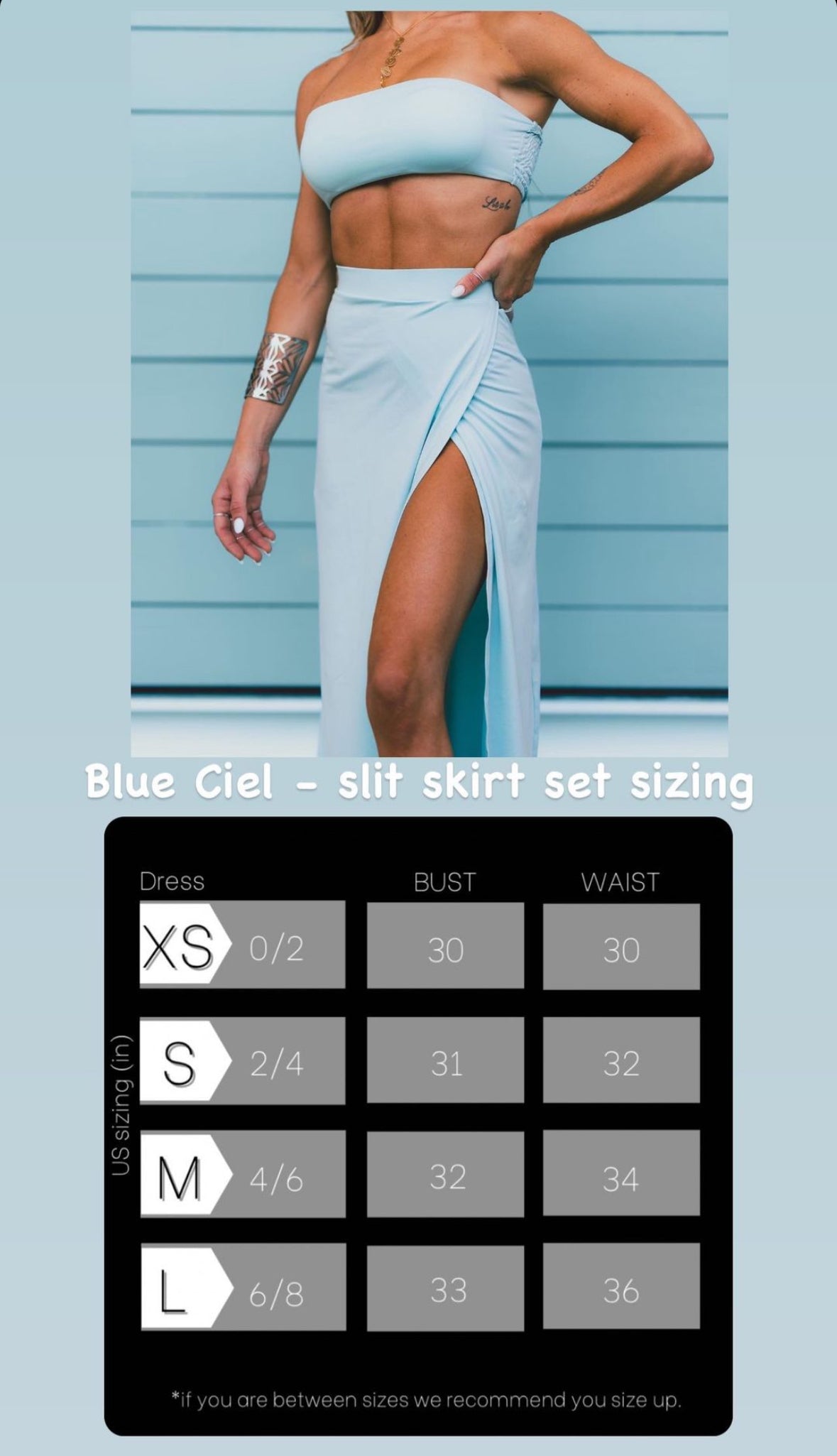 Bleu Ciel - Slit Skirt Set