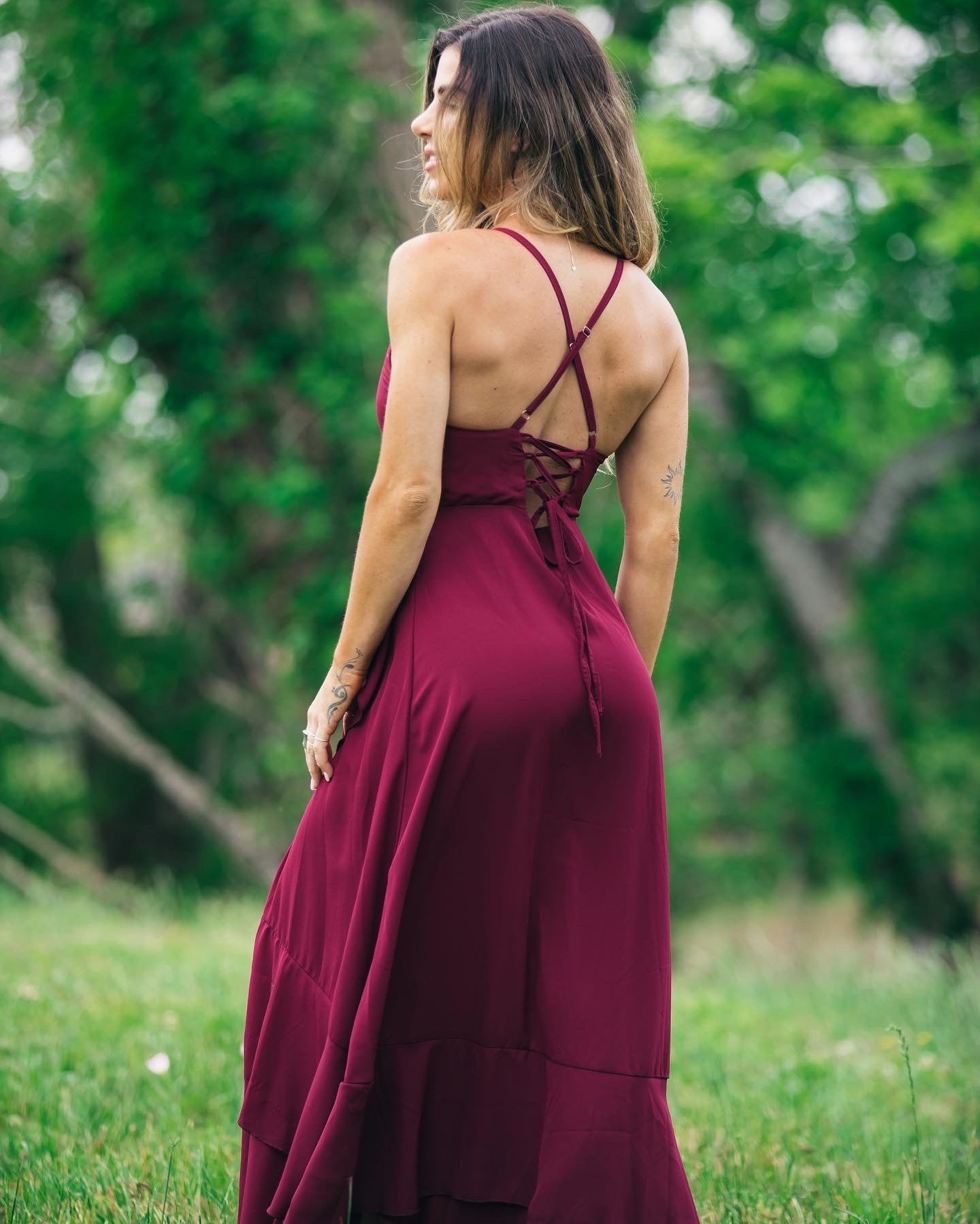 High Slit Wrap Dress | Burgundy