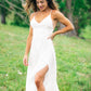High Slit Wrap Dress | White